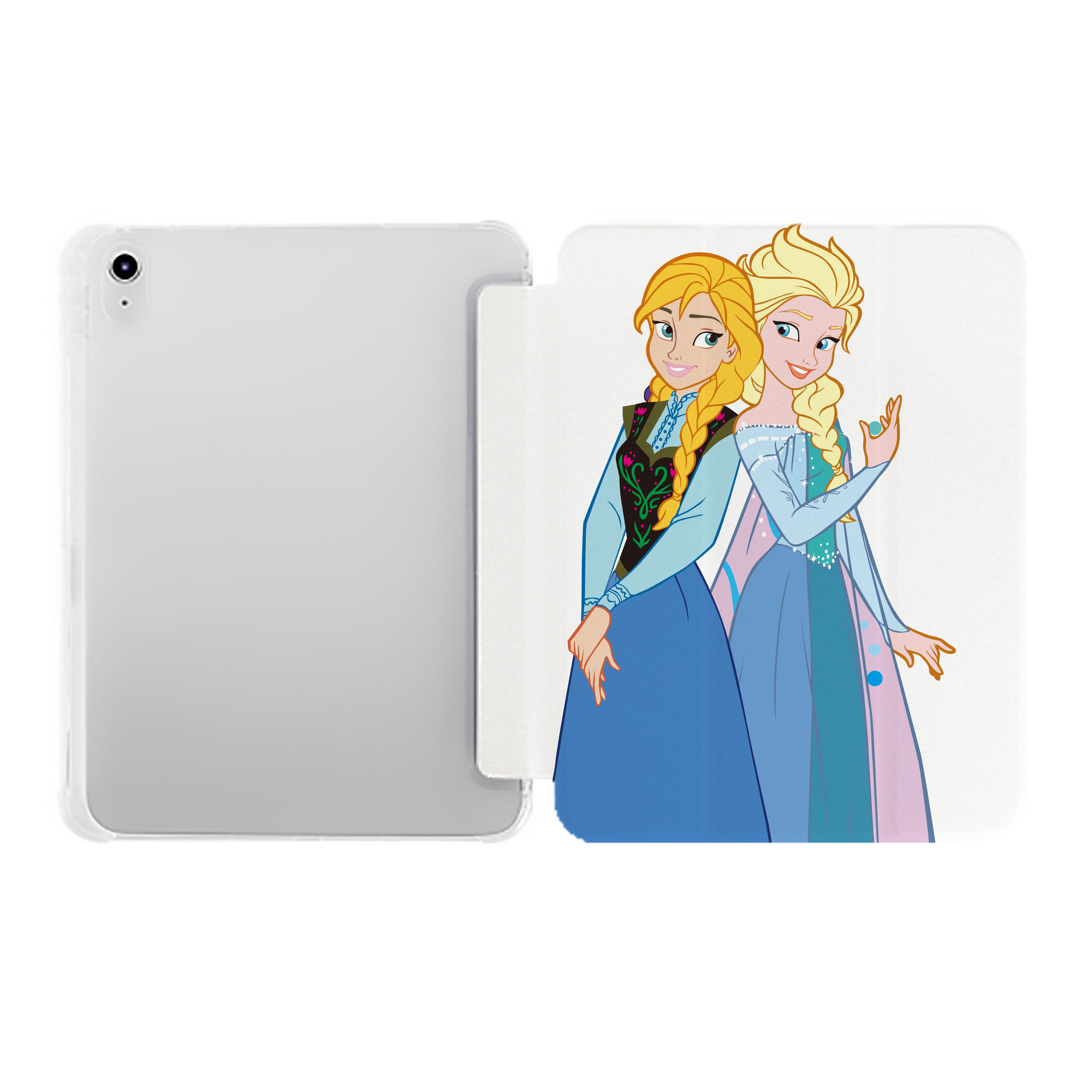 （画像用） アナと雪の女王 アンナ エルサ Frozen Anna Elsa IPad ケース ペン収納付き 三つ折りスタンド PUレザー×シリコン 対応機種9.5/10.5/10.9インチ